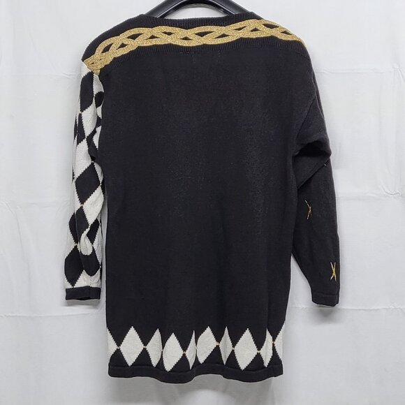 Vintage Womens Sweater One Size Plus Circus Whimsical Embroidered Chain Beads - Picture 9 of 15